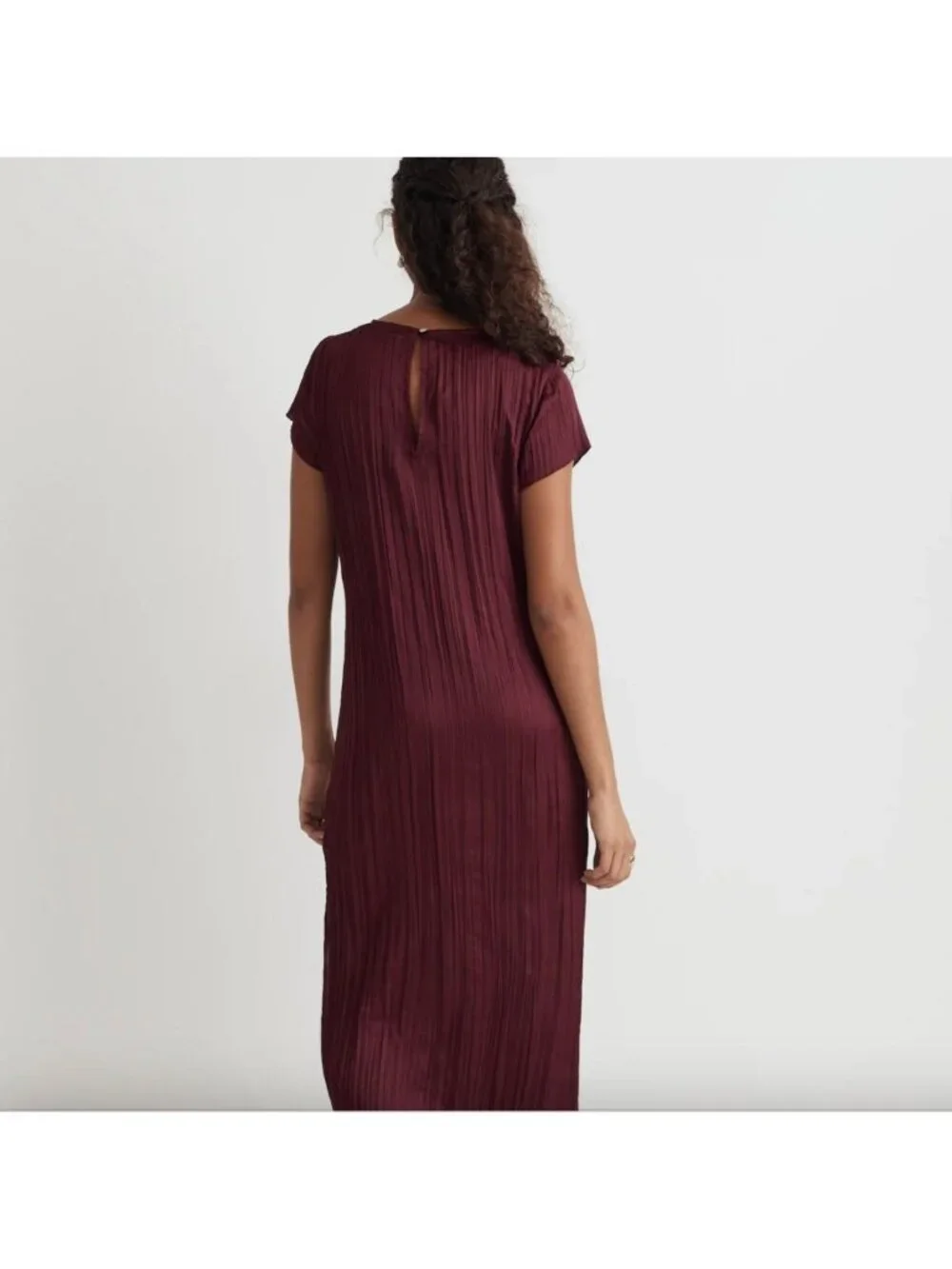 MADEWELL‎ Short-Sleeve Slip Midi Dress in Burgundy Size Medium